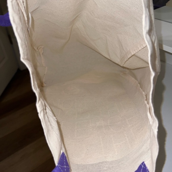 “End The Silence, Stop The Violence” Floral Canvas Tote Bag with Purple Handles - Picture 4 of 6